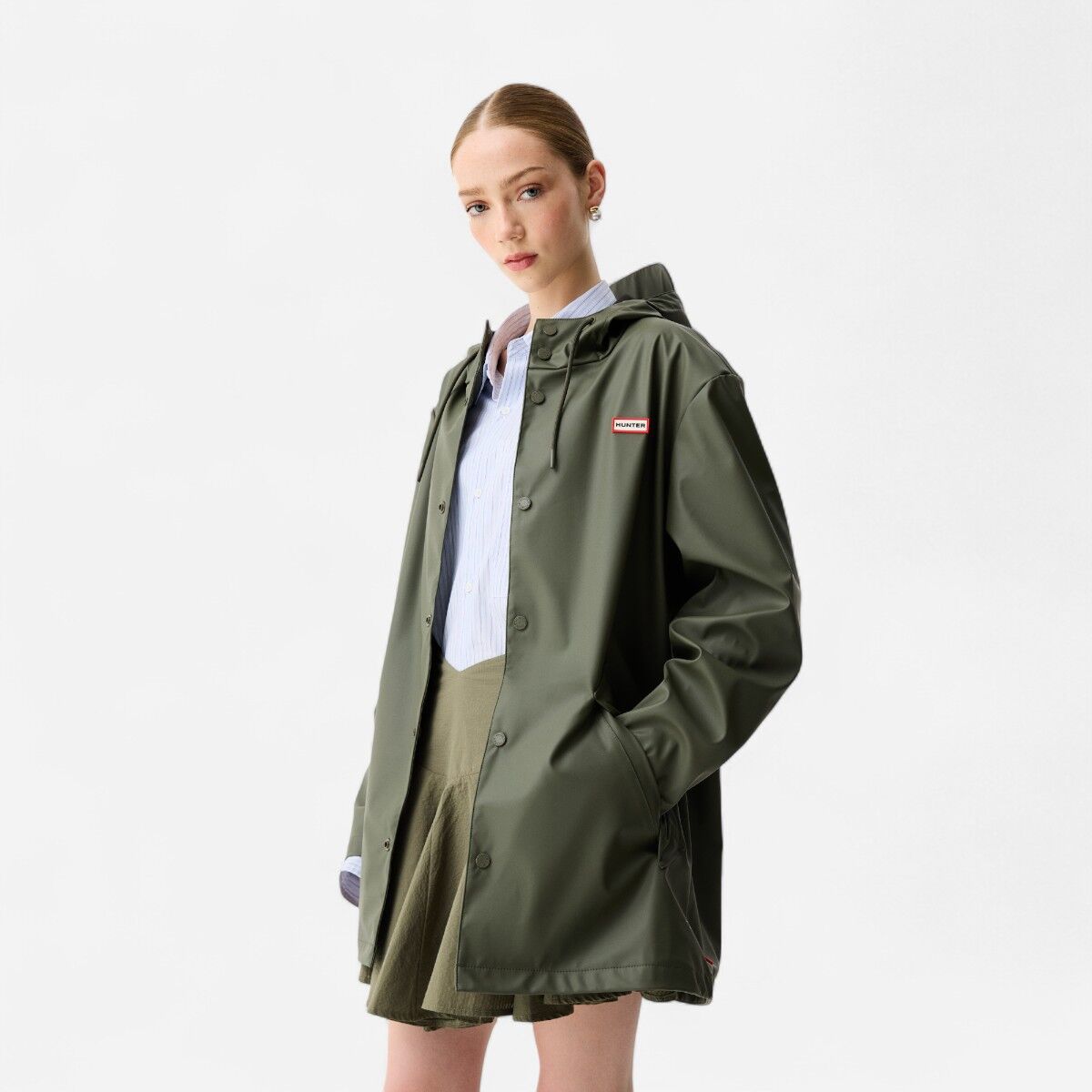 Resim Downpour Jo Kısa Unisex Koyu Haki Yağmurluk