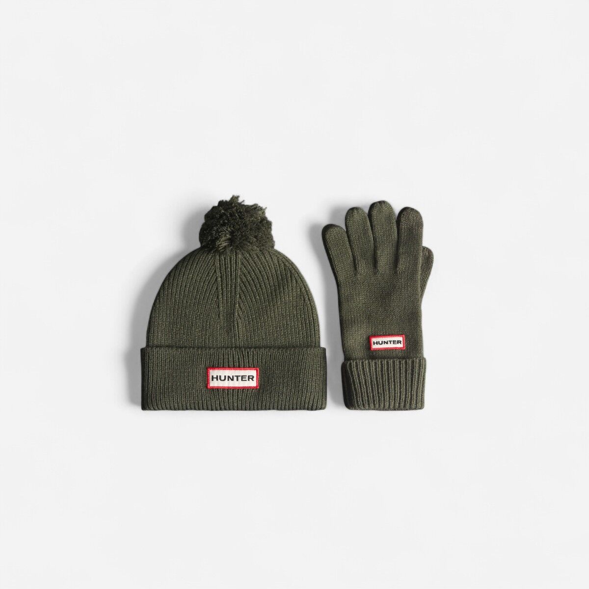 Resim Anagach Ribbed Pom Beanie/gloves Box Set