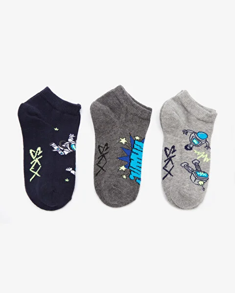 Resim B 3 Pack Low Cut Space Socks