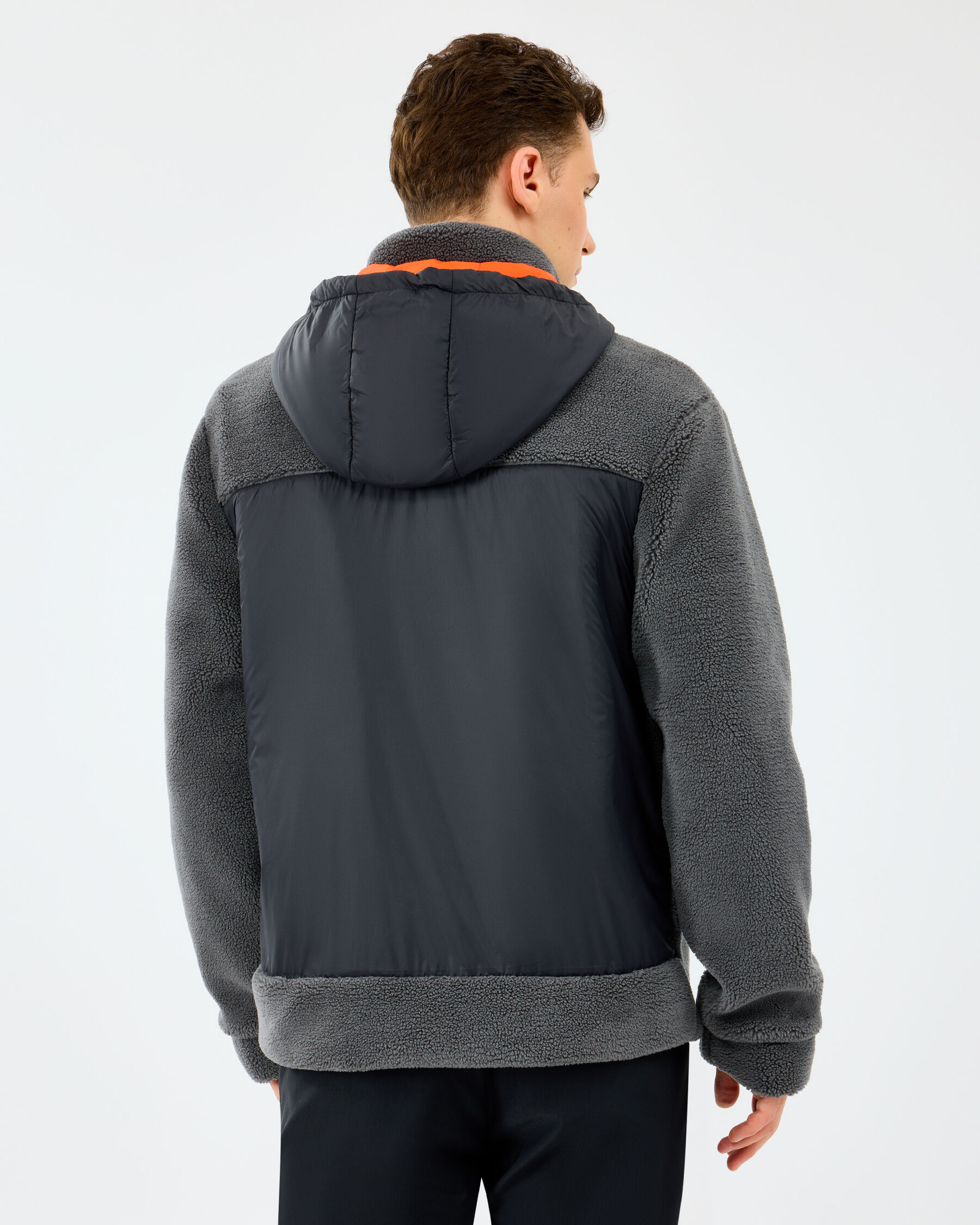 M Outdoor Fleece Full Zip Sherpa Erkek Gri Mont S242039-035