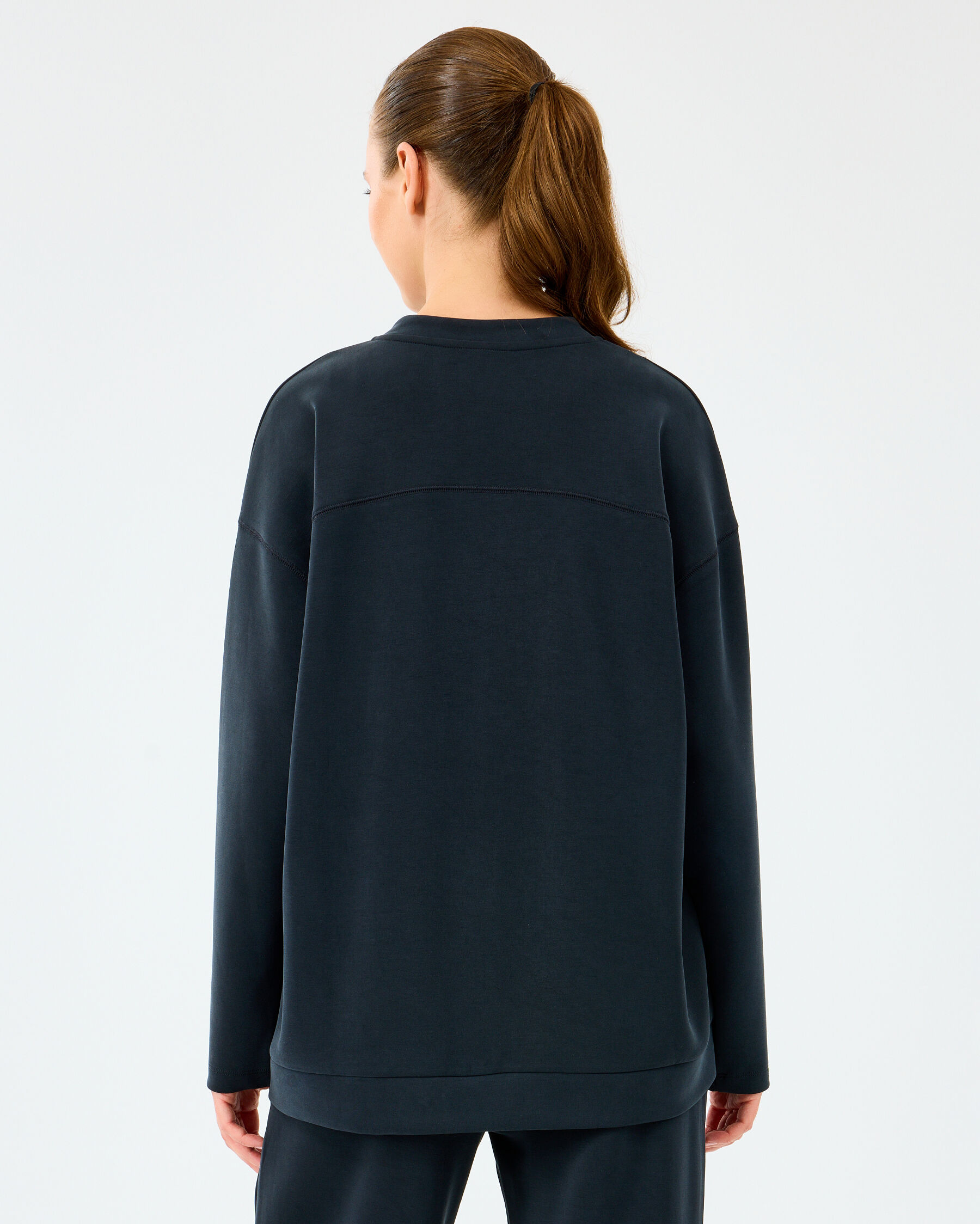 W Soft Touch V Neck Asymmetric Sweatshirt Kadın Siyah S2520064-3817