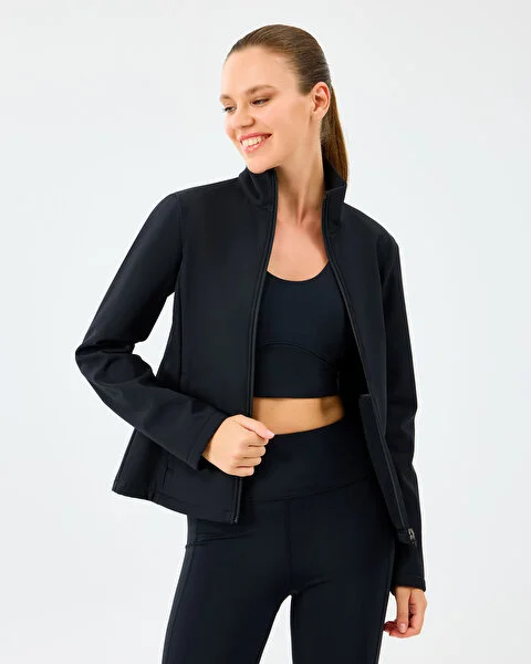 Resim W Fitted Softshell Turtle Neck Jacket