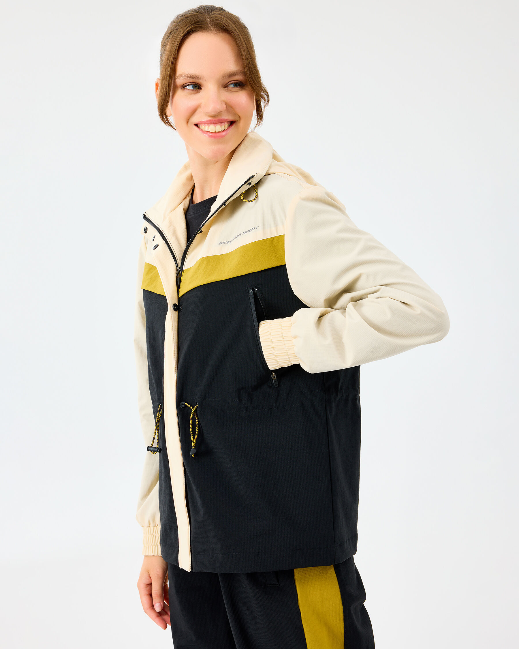 Resim W Adjustable Waisted Full Zip Micro Jacket