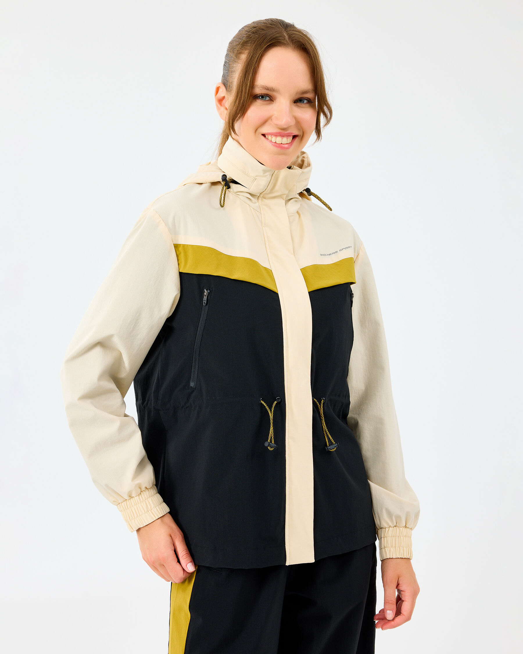Resim W Adjustable Waisted Full Zip Micro Jacket