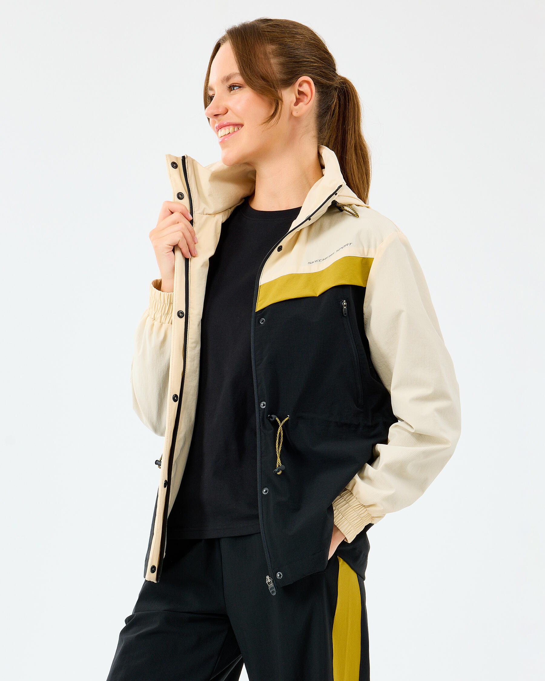 Resim W Adjustable Waisted Full Zip Micro Jacket