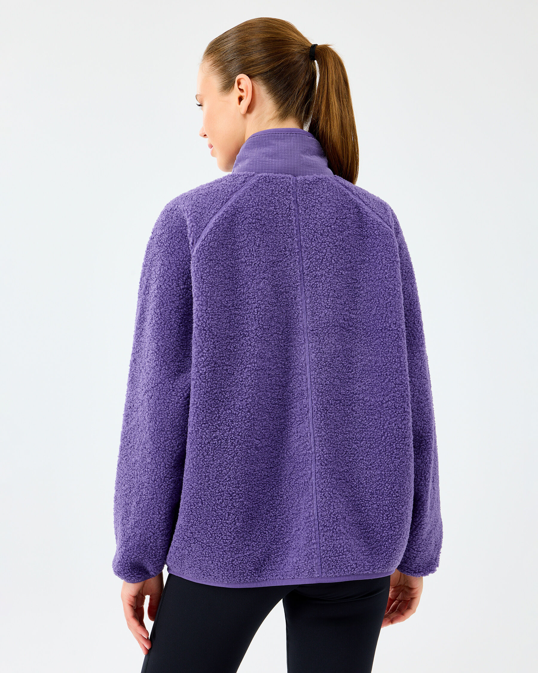 W Woven Detailed Pull Over Sherpa Kadın Mor Mont S2520218-0277