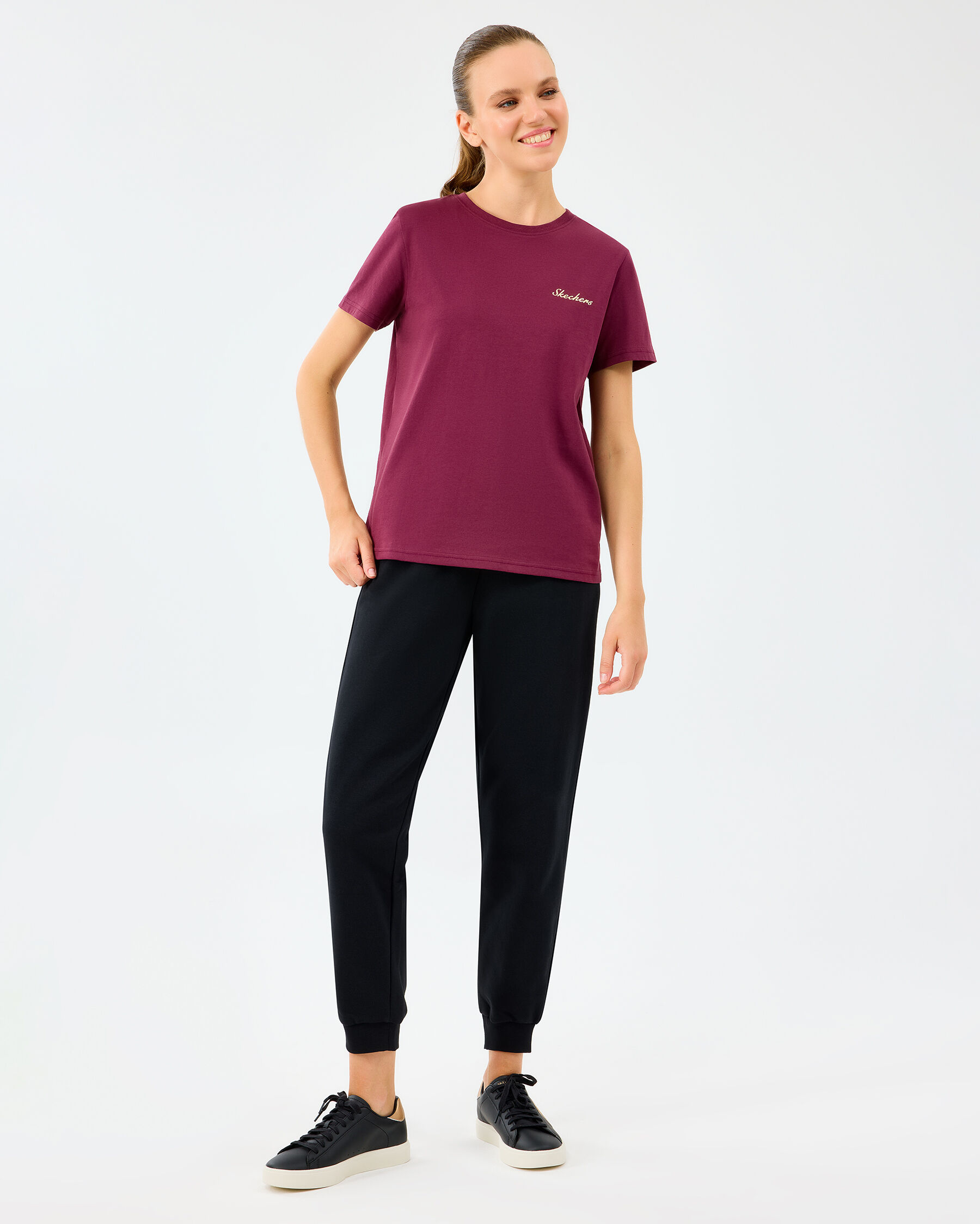 W Light Fabric T-shirt Kadın Bordo Tshirt S2520239-3877