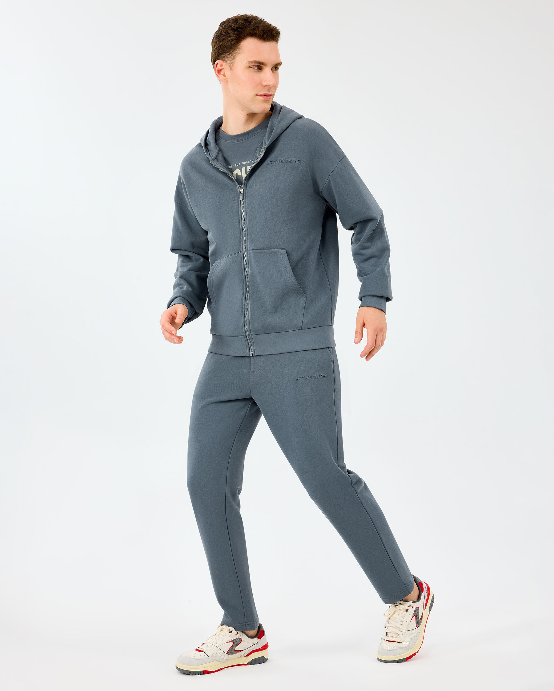 M Essential Full Zip Hoodie Sweatshirt Erkek Gri Sweatshirt