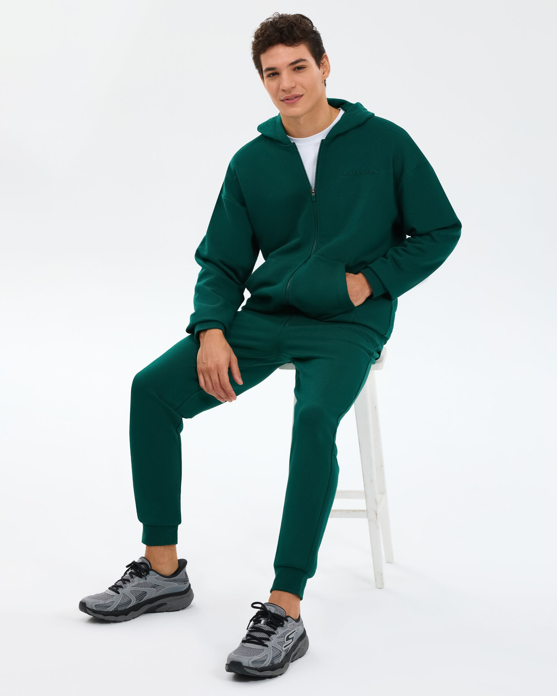 M Essential Full Zip Hoodie Sweatshirt Erkek Yeşil Sweatshirt