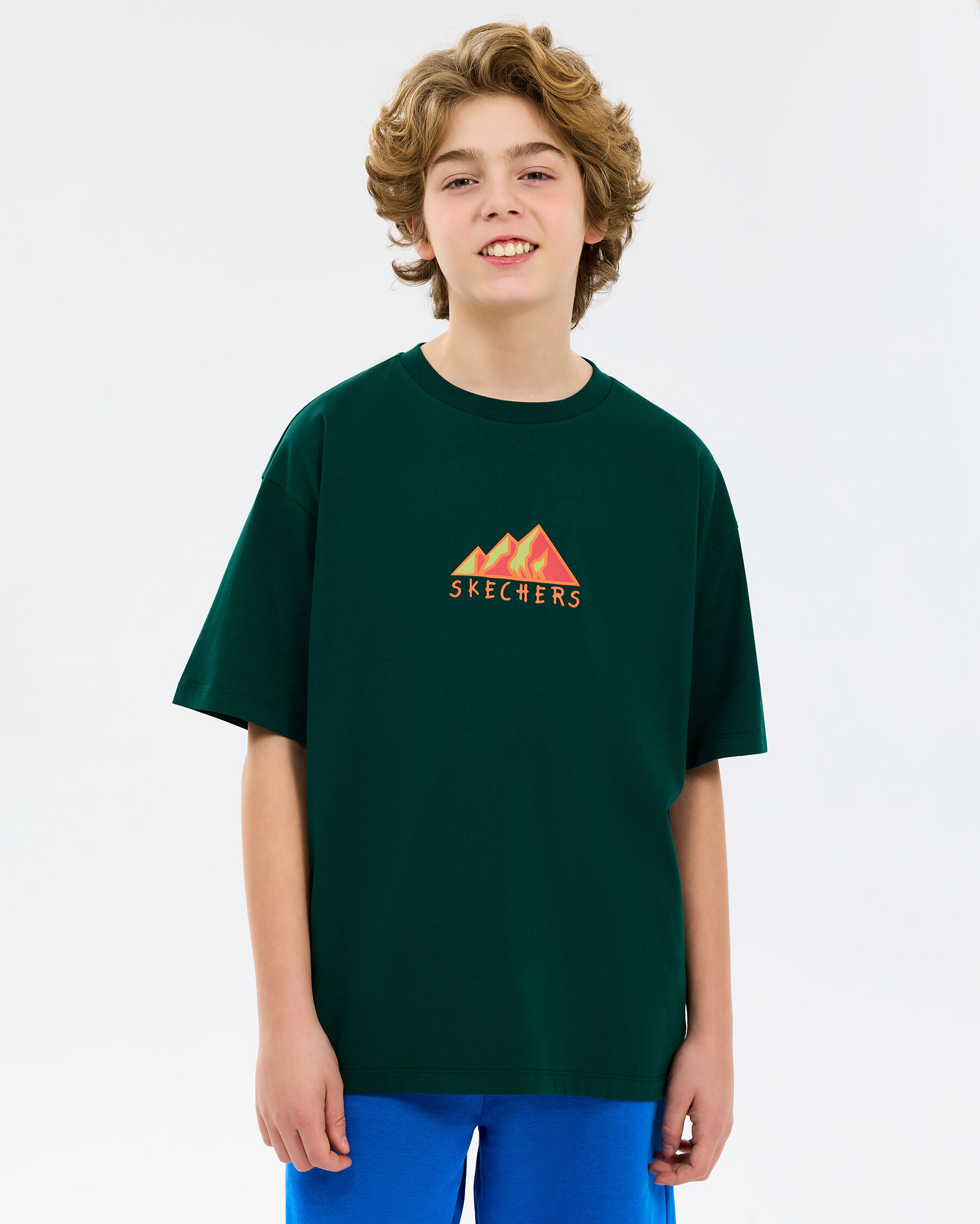 B Graphic Tee Oversize T-shirt Büyük Erkek Çocuk Yeşil SK2610014-4222