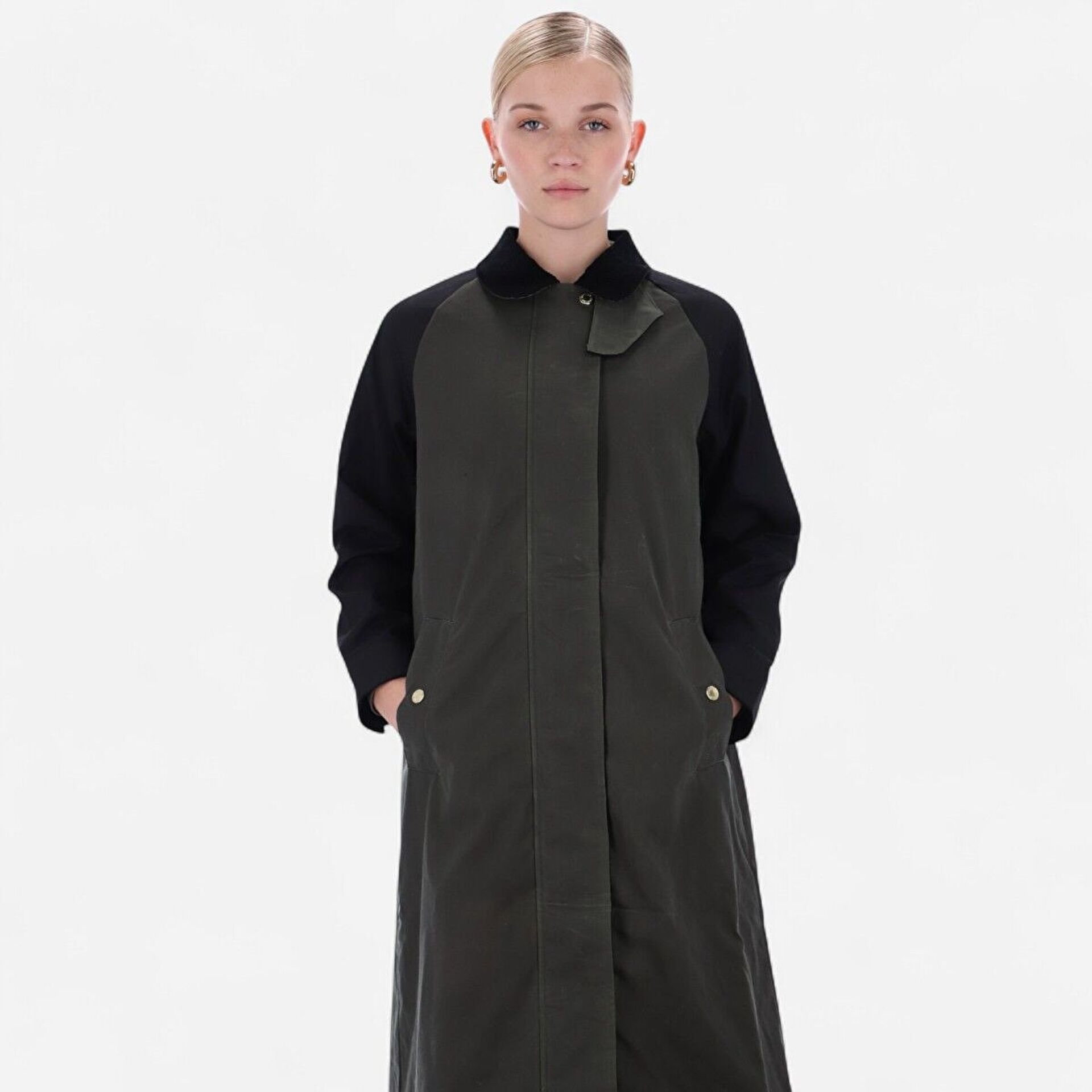 Resim Harrow Patch Colour Block Long Waxed Jacket