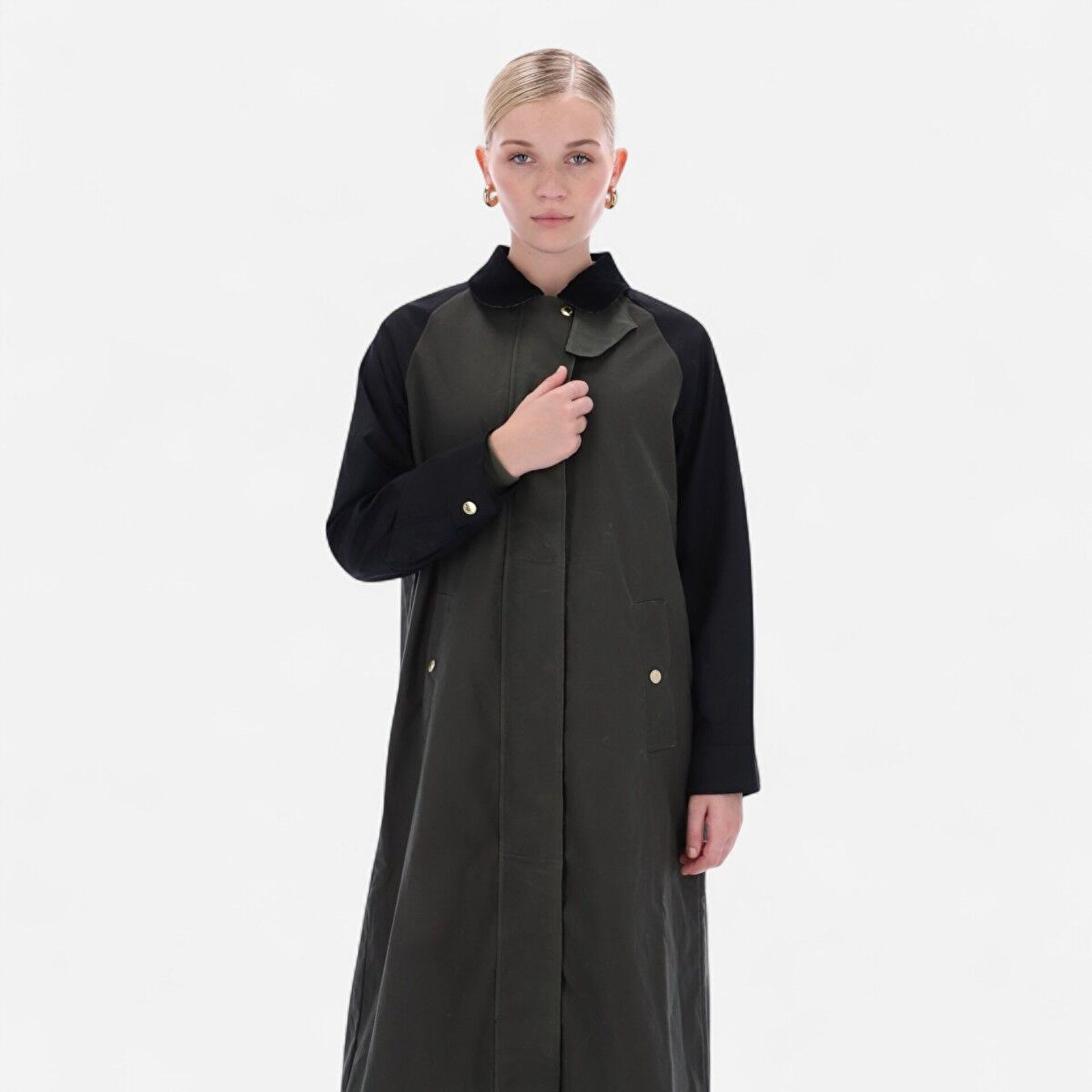 Resim Harrow Patch Colour Block Long Waxed Jacket