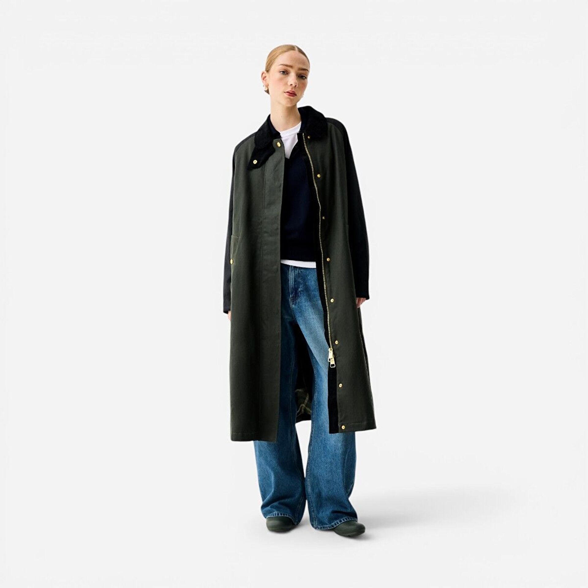 Resim Harrow Patch Colour Block Long Waxed Jacket