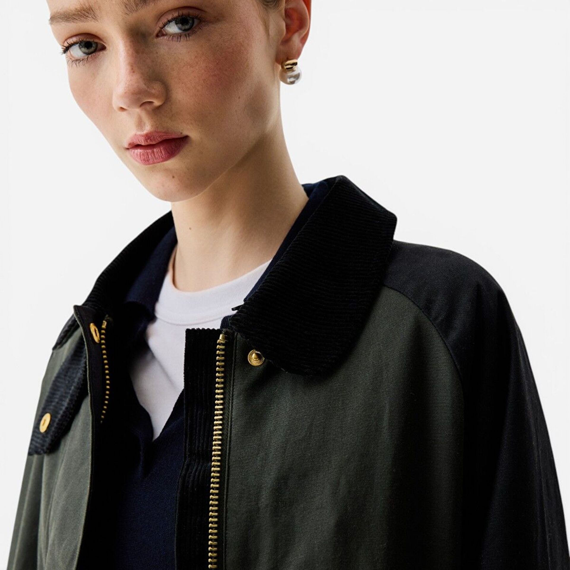 Resim Harrow Patch Colour Block Long Waxed Jacket