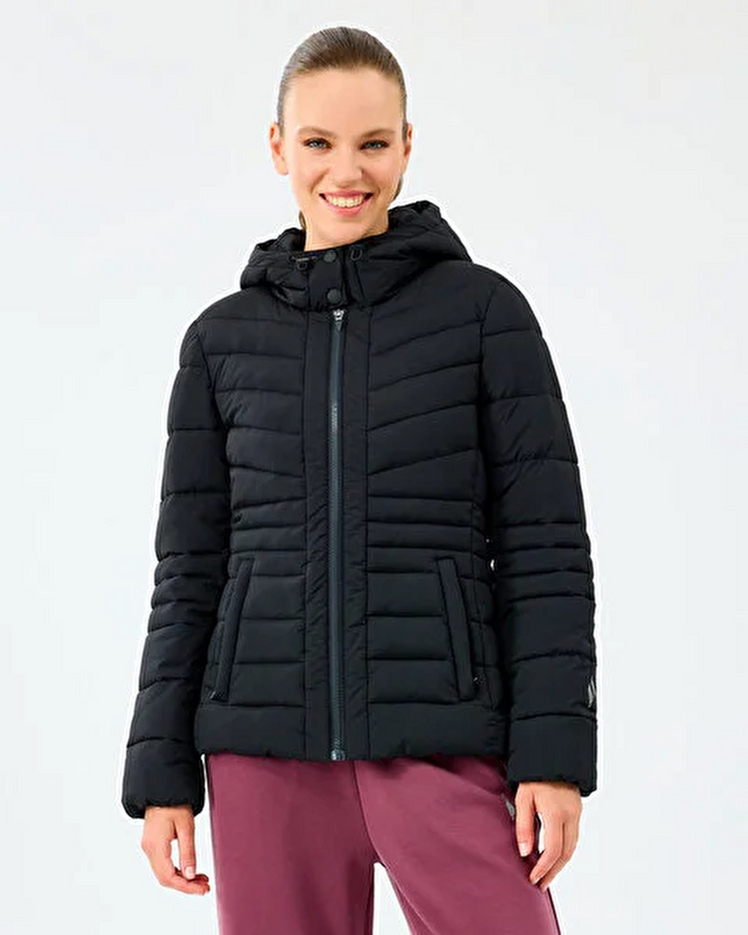 Resim W Fitted Hoodie Puffer Jacket