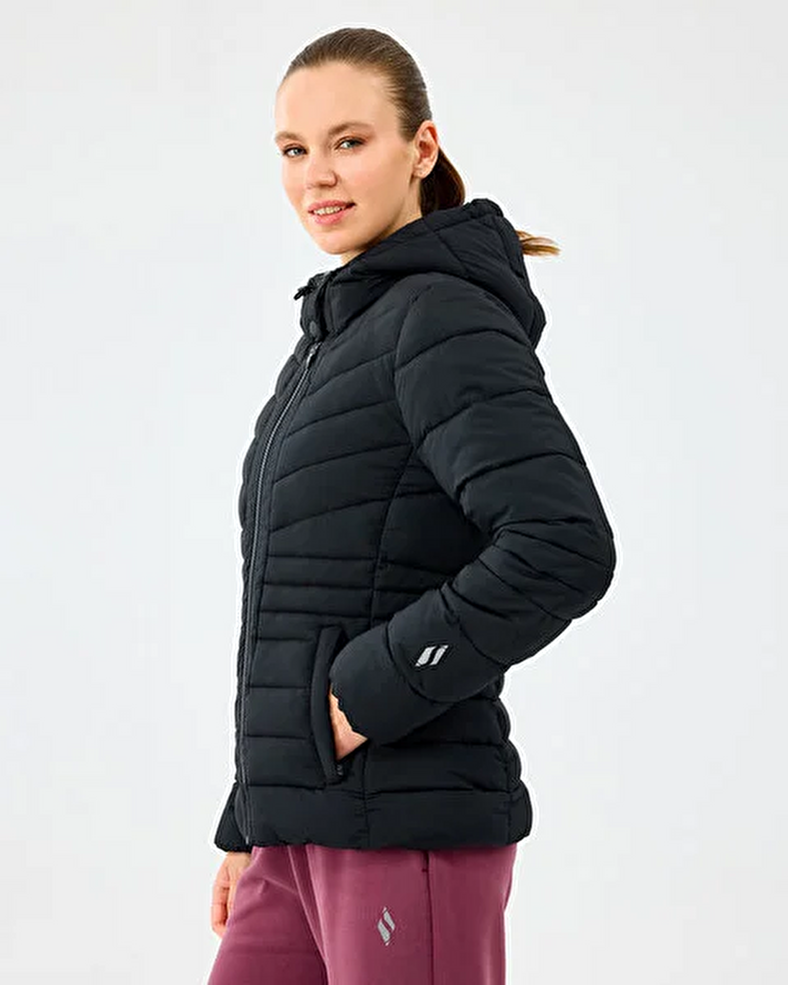 Resim W Fitted Hoodie Puffer Jacket