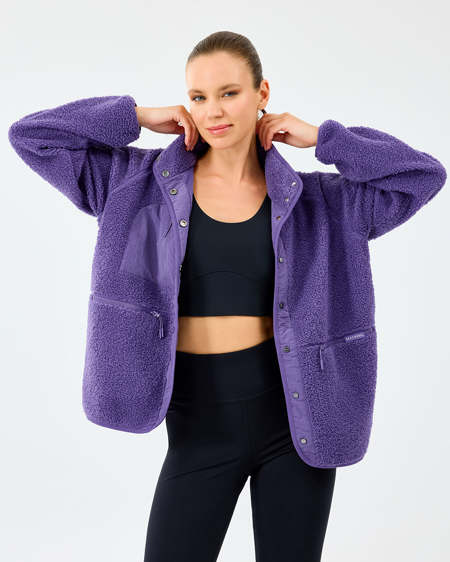 Resim W Woven Detailed Pull Over Sherpa