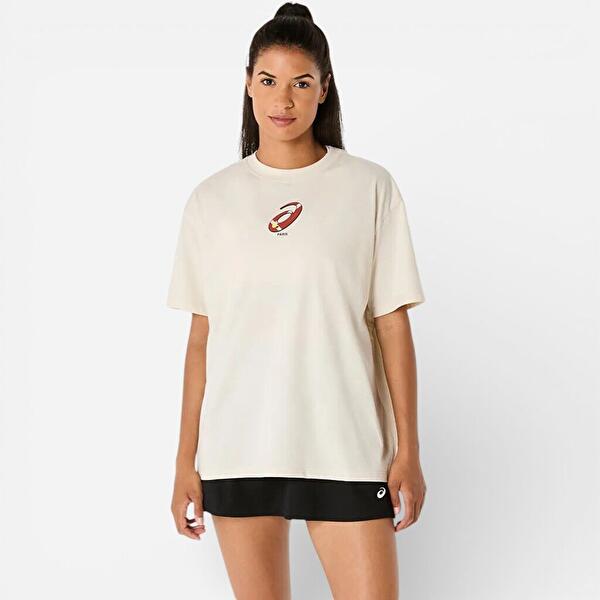Court Graphic Ss Top Kadın Krem Kısa Kollu Tshirt 2042A379-200