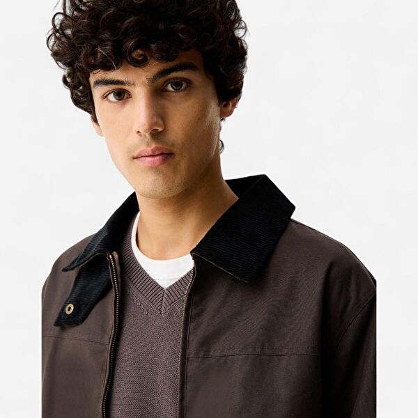 Duggan Oversized Waxed Jacket Erkek Kahverengi Mont HARM0072251-CB